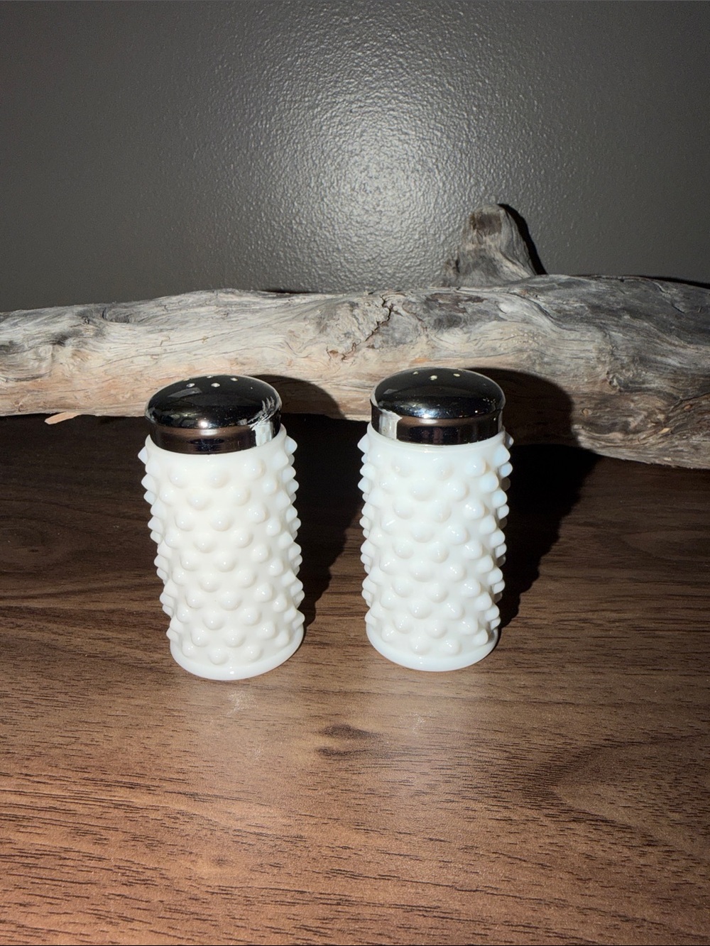 Vintage Fenton Milk Glass Knob Nail Salt and Pepper Shaker Set